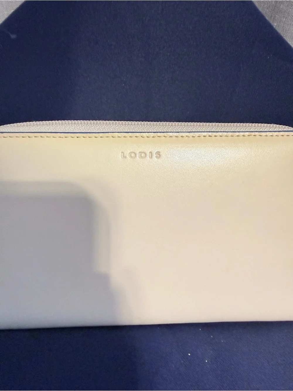 Lodis Cream Zip-Around Leather Wallet